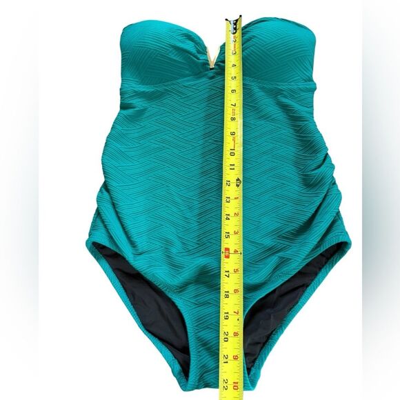 A Pea in the Pod Maternity One Piece Swimsuit Strapless Womens Size Small Teal - Picture 10 of 10